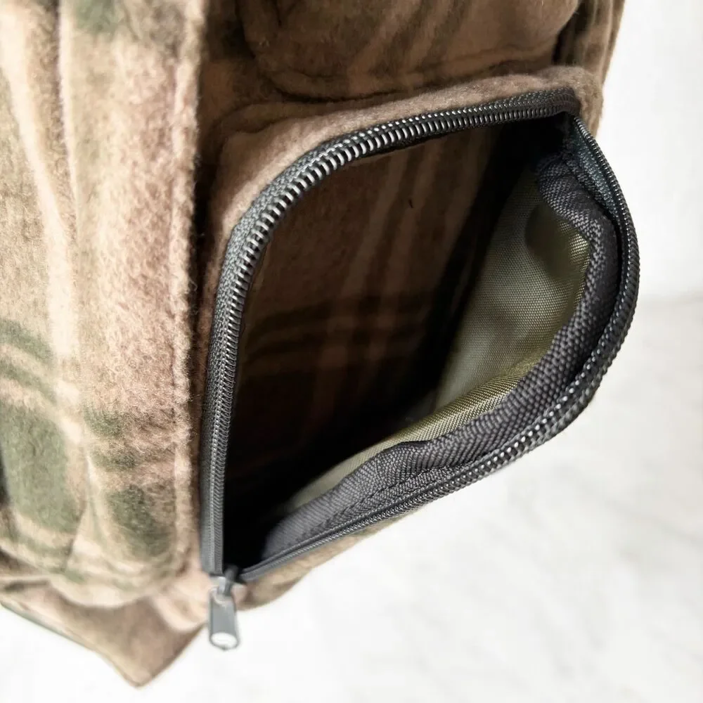KAVU Polar Sling Rope Bag Timber Plaid Fleece Crossbody Backpack NWT